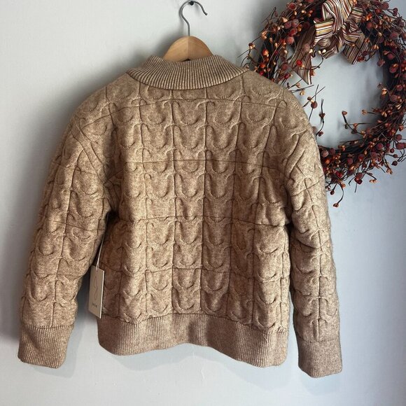 Joie Womens Quilted Knit Puffer Bomber Cable Knit Jacket Full Zip Size MEDIUM in - Picture 8 of 12